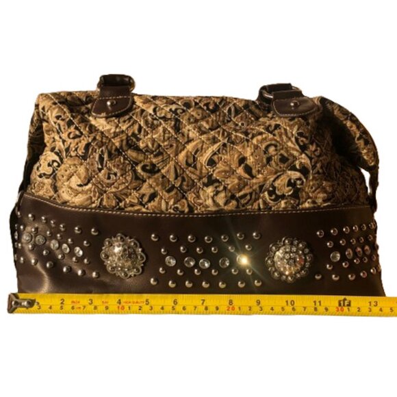 Rustic Couture medium maximalist  studs quilted handbag satchel bag - Picture 13 of 16